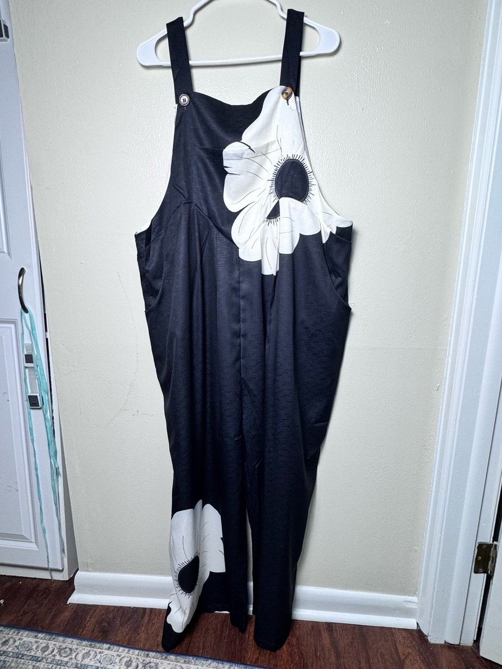 Artsy Black White Floral Wide Leg Jumpsuit